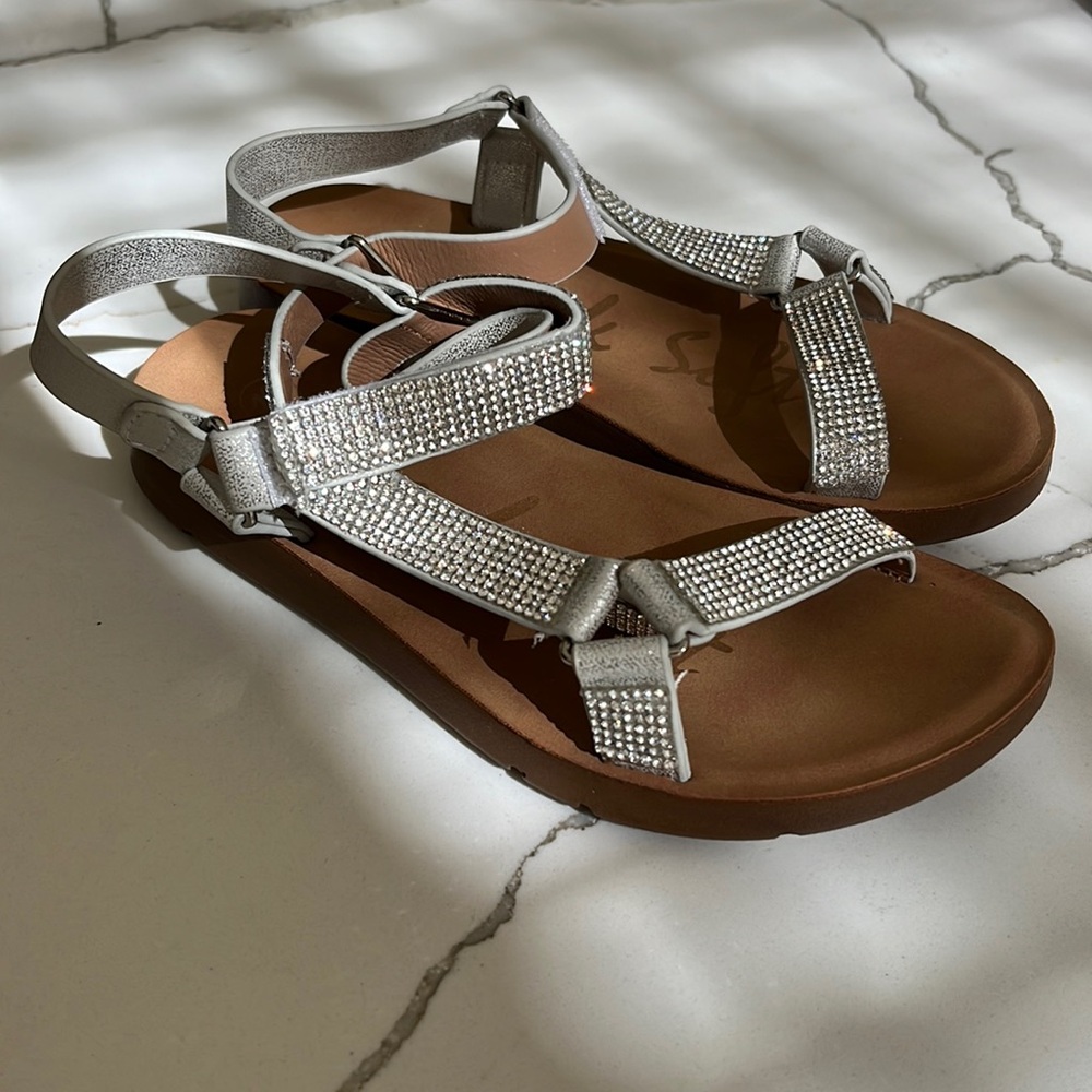 Link Soft Dilver Rhinestone Teva Type Velcro Girls Sandal 13